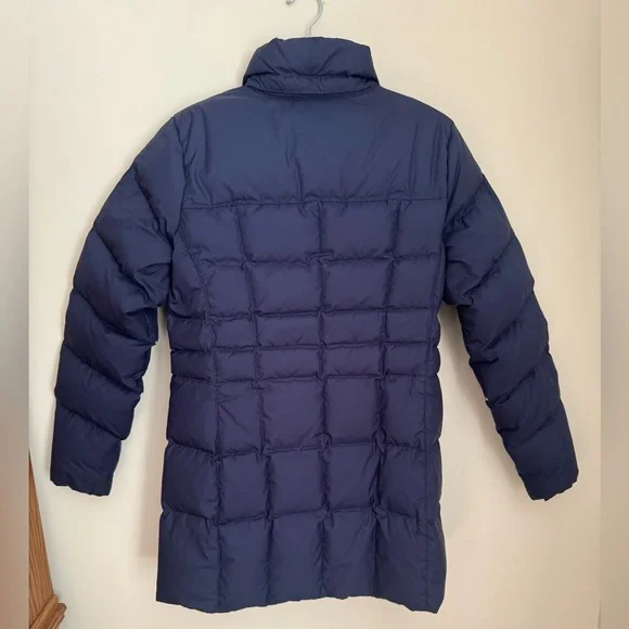 L.L.Bean Women’s DownTek Thigh Length Puffer Coat Size Small Navy Winter Jacket